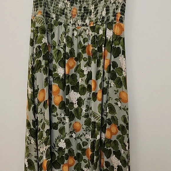 Reformation inka Floral Green and Orange Dress Drop Waist Sz Med - Picture 8 of 17